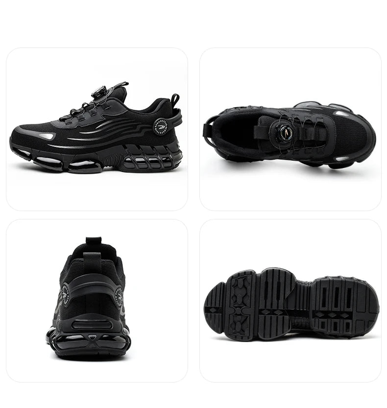 Chaussures de sécurité de travail à bouton rotatif pour hommes, chaussures à bout en acier indestructibles, baskets de travail, bottes de protection, taille 47 48