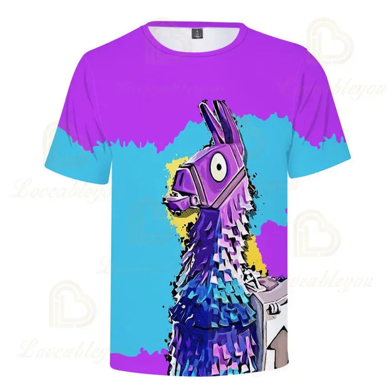 Fortnite T-shirt voor jongens, kindertop voor de zomer, kinderkleding met grappige 3D Battle Royale-gameprint, T-shirt/top voor peutermeisjes
