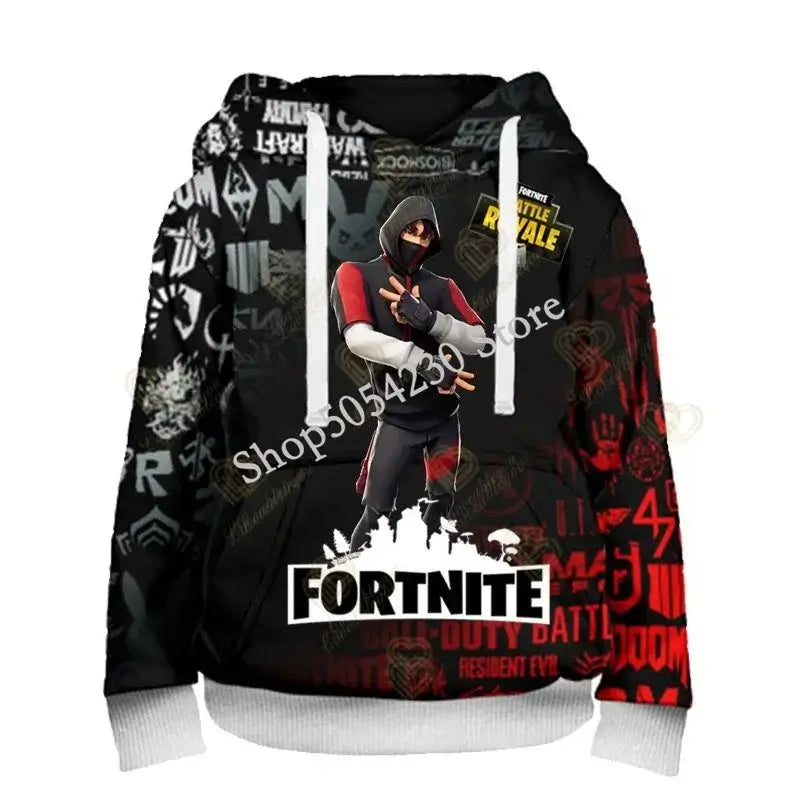 Суитшърт с качулка за момчета Fortnite Cool Heroes Cosplay, детски дрехи с анимационен дизайн, пролетно-есенно бебешко палто, детско яке с качулка