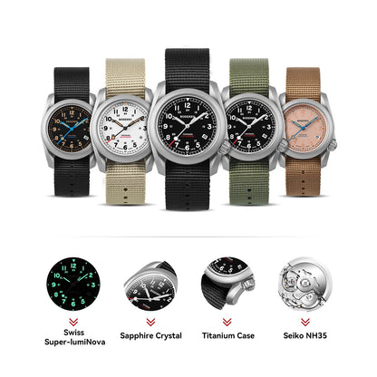 Boderry Field Watches Bronze Case Automatic Mechanical VOYAGER Watch Men's 100M Waterproof Clock Military Top Brand Wristwatch