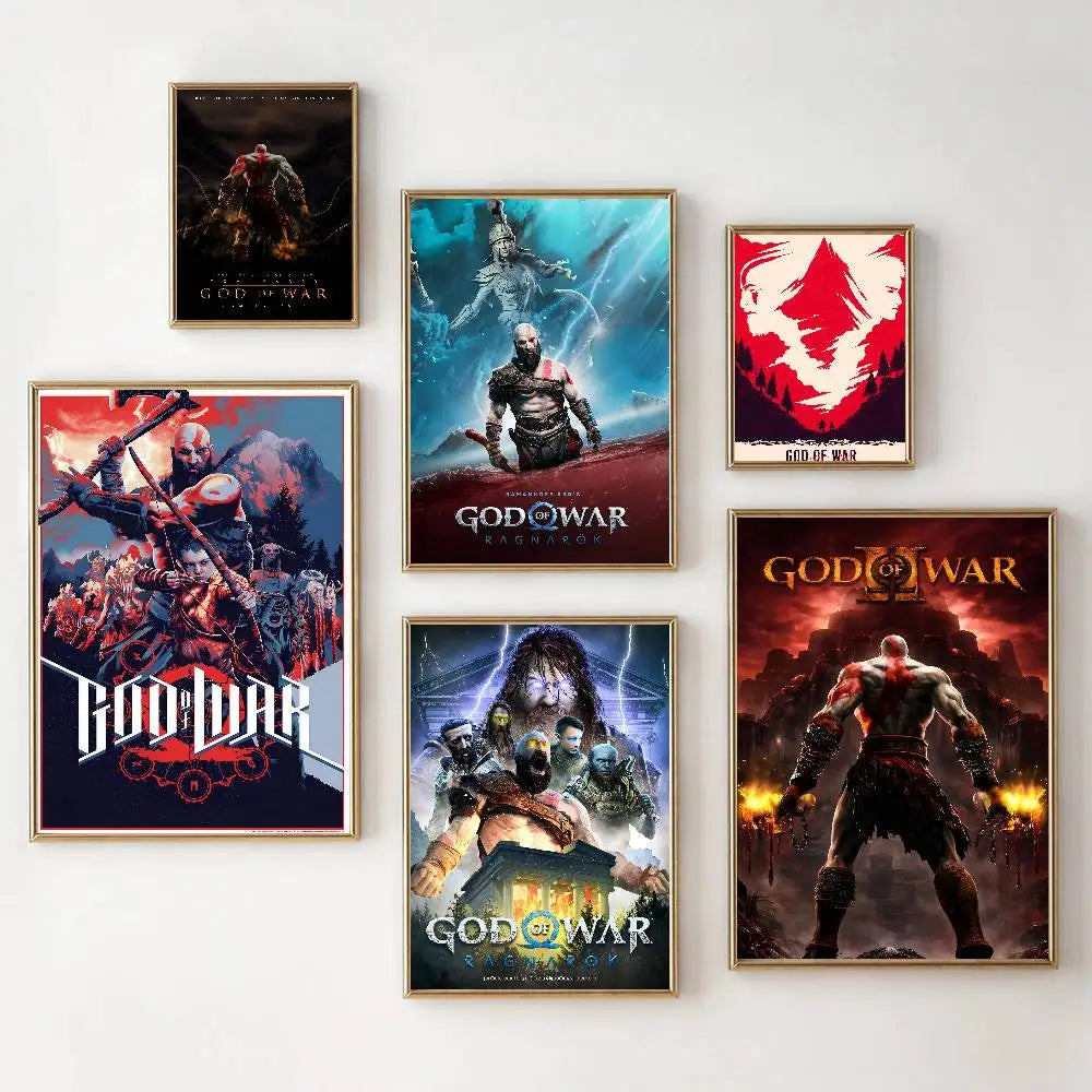 Game G-God Of War Poster Self-adhesive Art Room Entrance Restaurant Wall Decor Art Painting