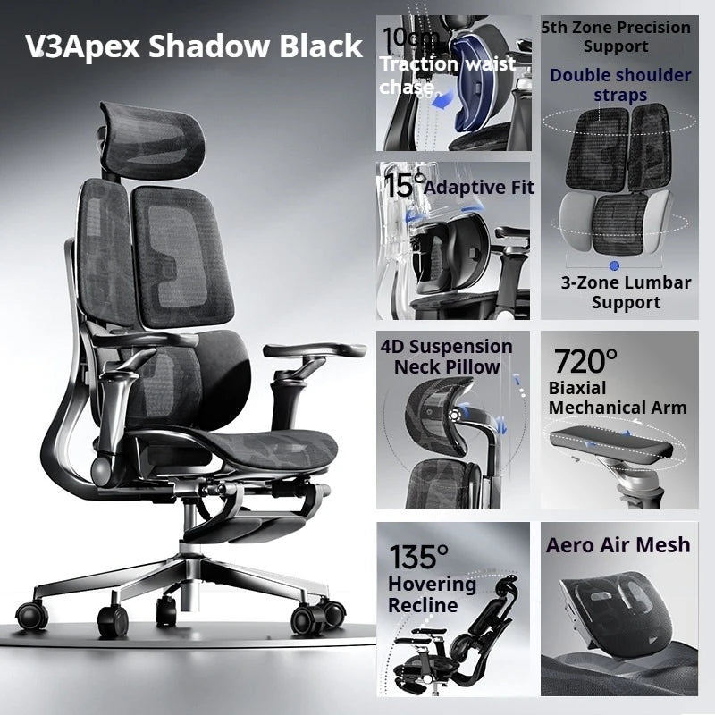 Silla de oficina de malla ergonómica ejecutiva para ordenador y gaming, mueble moderno giratorio con ruedas ajustable, silla gaming ergonómica