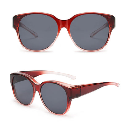Fashion UV Protection Driving Sunglasses Round Frame Y2K Wear Over Glasses Retro Black Shades for Women Men