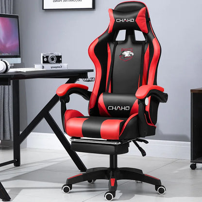 Ergonomic PU Leather Gaming Chair with Adjustable Height, Reclining Computer Chair, Swivel Office Chair for Home Office, Gaming & Study