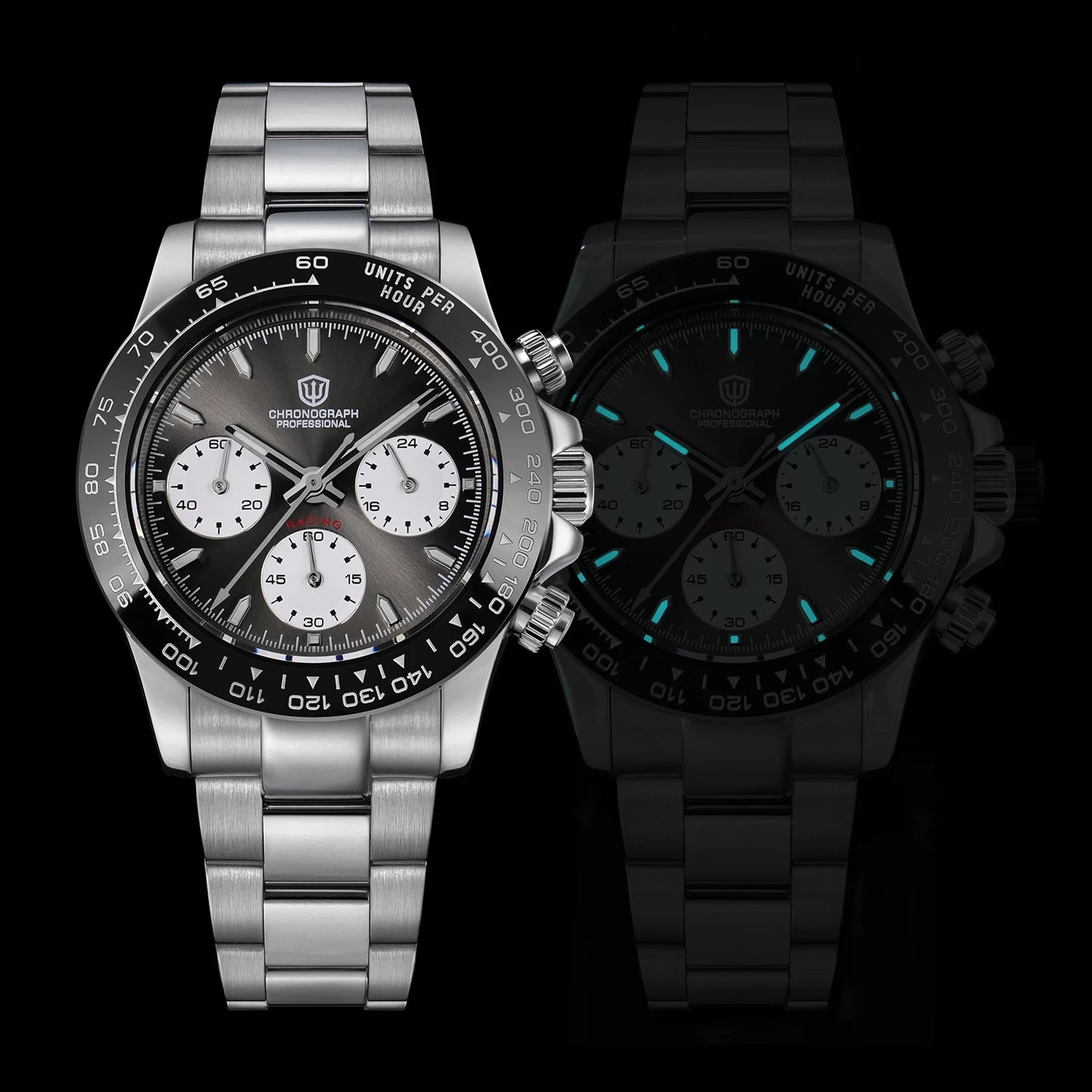 Watchdives WD16500 V2 Men Watch VK63 Quartz Movement Chronograph Wristwatch Stainless Steel Sapphire Crystal Luminous  Watches