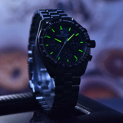 New PAGANI DESIGN Moon Men Watch Retro Luxury Quartz Watches For Men Stainless steel Sport waterproof Chronograph Man+With BOX