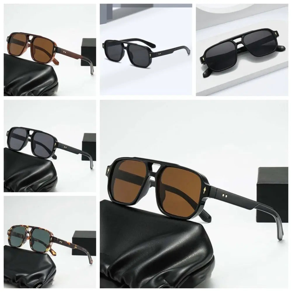 Retro Double Beam Sunnies HD Leopard Print Eyewear Unisex Polarized Sunglasses Waterproof Lightweight Anti-UV Glasses Outdoor