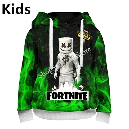 Суитшърт с качулка за момчета Fortnite Cool Heroes Cosplay, детски дрехи с анимационен дизайн, пролетно-есенно бебешко палто, детско яке с качулка