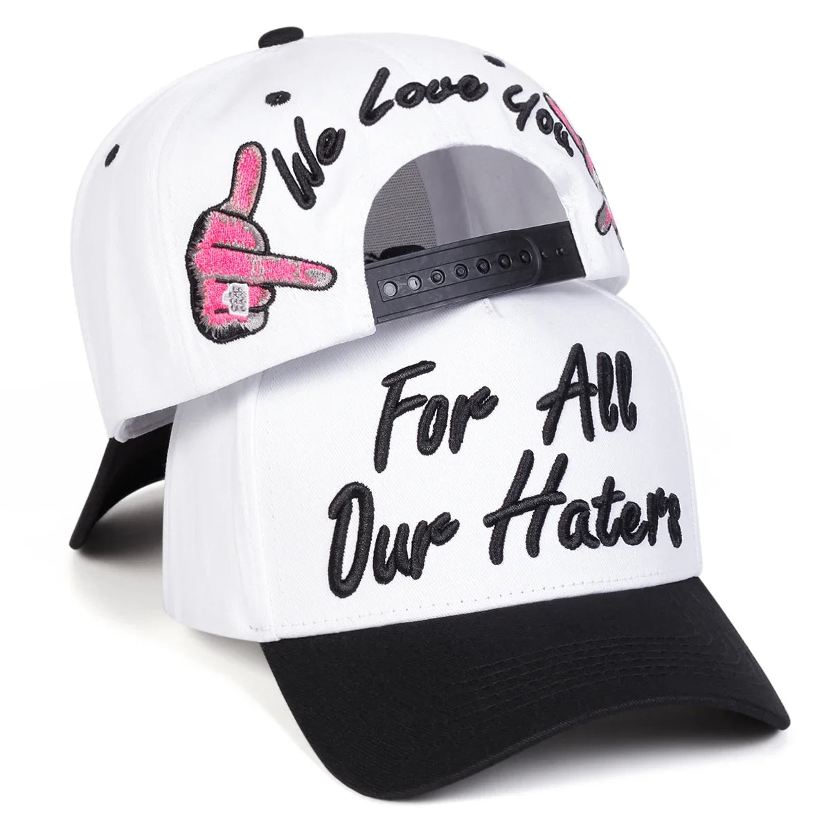 Czapki z daszkiem unisex z haftem „FOR ALL OUR HATERS” – wiosna, jesień, na świeżym powietrzu, regulowane, codzienne, chroniące przed słońcem, czapki sportowe