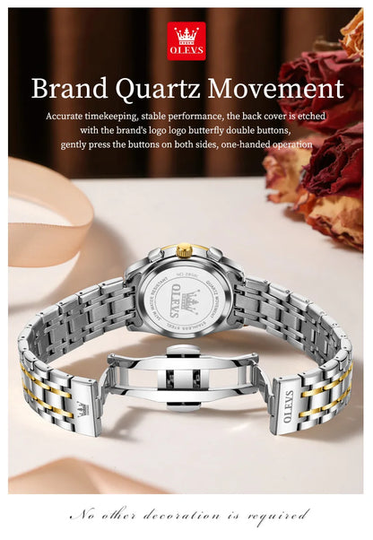OLEVS 2858 Women Watch Luxury Brand Quartz Watch Waterproof Luminous Date Chronograph Women Bracelet Dress Diamond Watch Reloj
