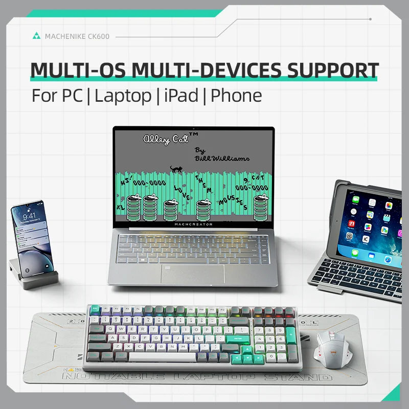 MACHENIKE CK600 Tri-Mode Mechanical Keyboard Full Size Wireless Gaming Keyboard Hot Swappable ANSI Layout For PC Gamer Office