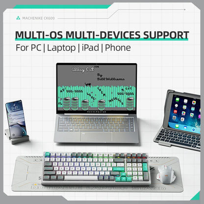 MACHENIKE CK600 Tri-Mode Mechanical Keyboard Full Size Wireless Gaming Keyboard Hot Swappable ANSI Layout For PC Gamer Office