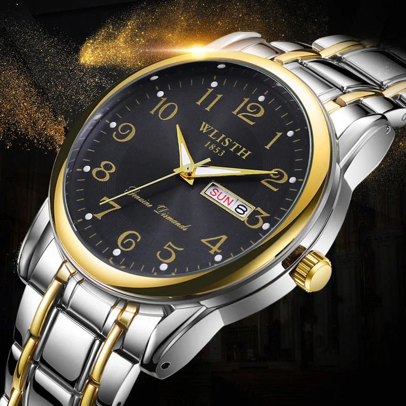 Montre de luxe pour femme, montre à quartz, montre-bracelet numérique, étanche, avec calendrier et affichage lumineux; style mode et professionnel, convient aussi aux hommes.