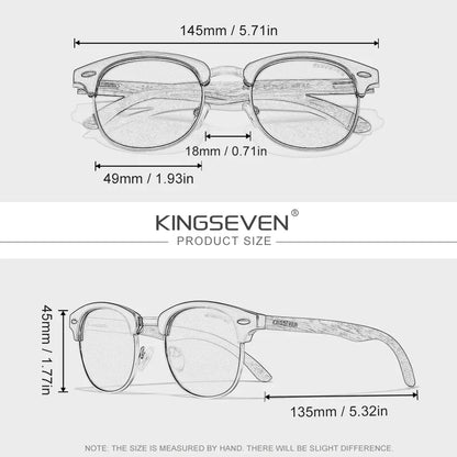 KINGSEVEN Fashion Black Walnut Wooden Sunglasses Women Men Polarized Vintage UV400 Travel Eyewear W5516