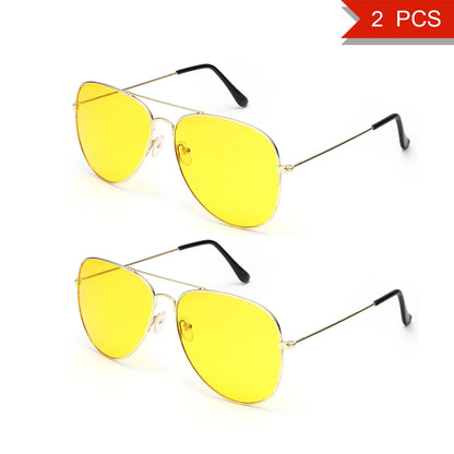 2 PCS Classic Aviator Sunglasses Gold Metal Frame UV100 Protection Trendy Eyewear For Men Women Daily Driving Outdoor Activities