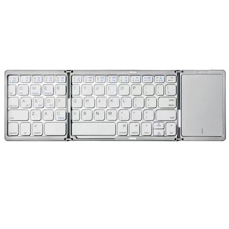 Mini Folding Wireless Bluetooth Keyboard Russian Spanish Arabic Hebrew Portugues with Touchpad for Windows, Android, IOS