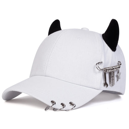 Metal rings, duckbill cap, men's and women's baseball, fashionable hip-hop cap, outdoor street personality
