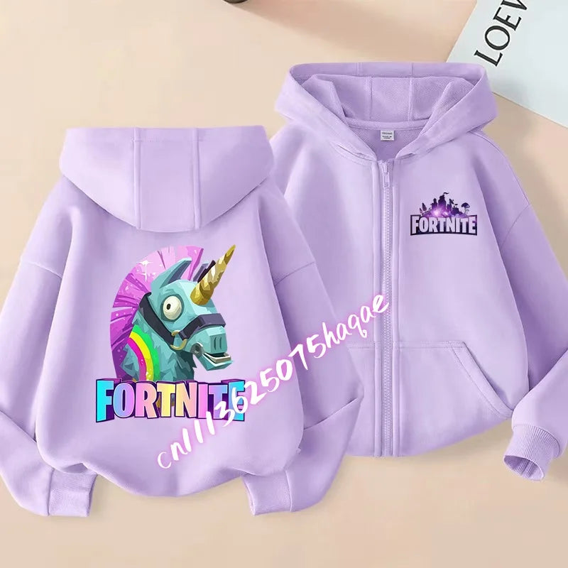 New Fortnites Children Hoodies Coat Cartoon Game Character Printed Zip Up Hoodie Child Autumn Jacket Winter Kids Boys Clothes