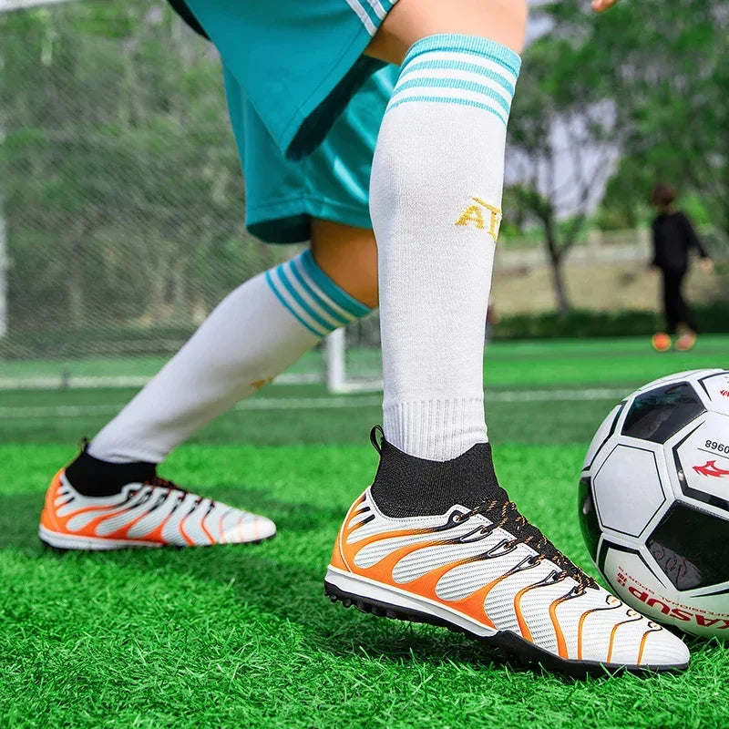 Hommes Match bottes de Football Sport entraînement longues pointes FG/TF garçons crampons chaussures de Football en plein air antidérapant intérieur Futsal confortable
