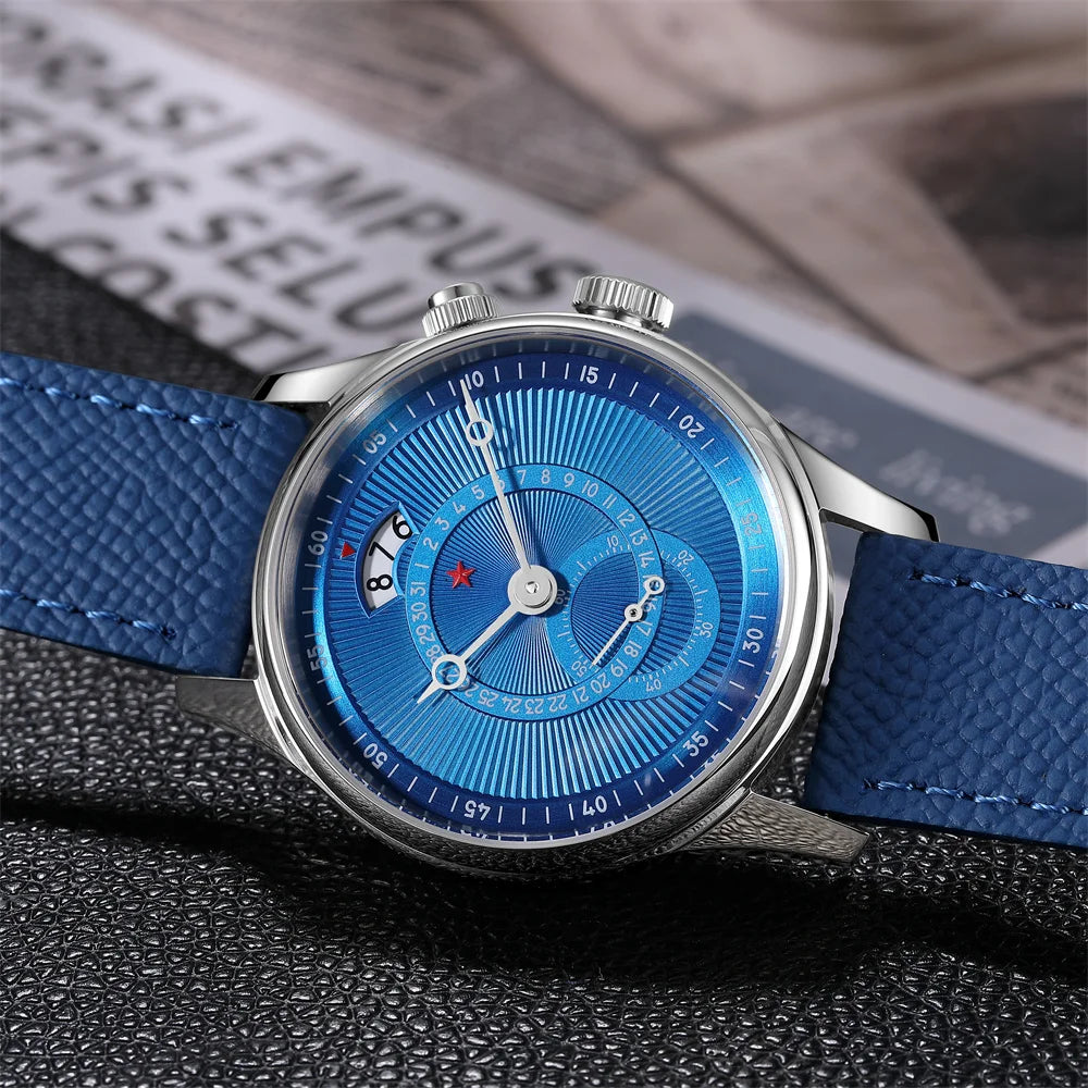 Red Star 40mm Premium Men's Watch with Seagull ST1716 Movement 3ATM Waterproof Calendar Automatic Mechanical Watch for Men