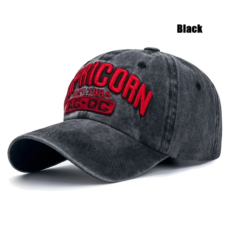 New Unisex Washed Distressed 'CAPRICORN' Alphabet 3D Embroidery Soft Top Baseball Cap Fashion Men Women Outdoor Casual Sport Cap