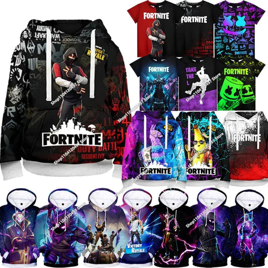 Lastenvaatteet syksyinen collegepaita T-paita huppari uusi Fortnite lasten rento asu mukavat streetwear-vaatteet