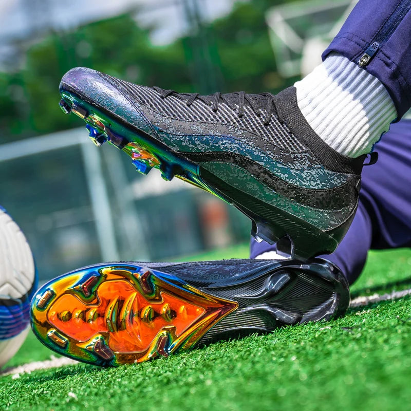 Chaussures de Football de sport pour hommes Fg/Ag, ongles longs, prairie artificielle pour adultes, chaussures spécifiques à l'entraînement durables, chaussures hautes antidérapantes