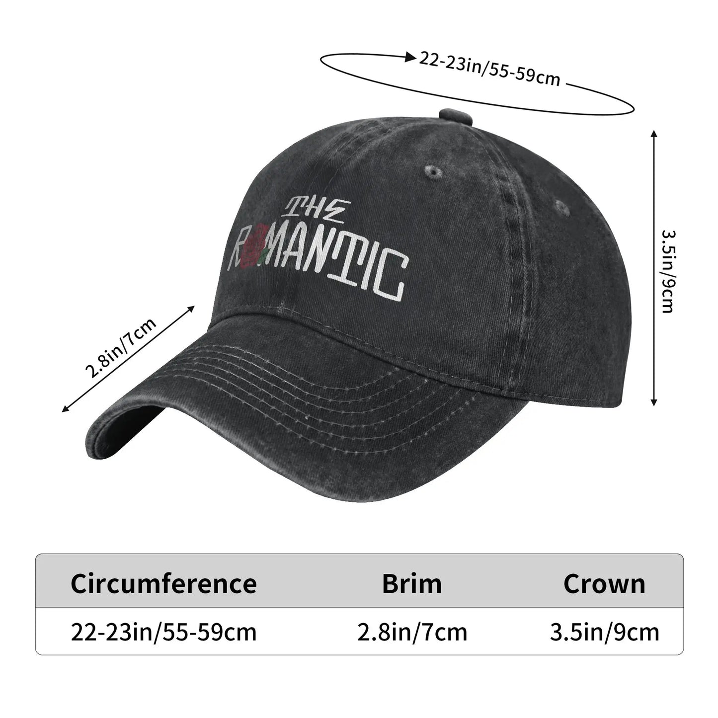 B&W The Romantic Tour Bruno Mars Concert Tour Washed Baseball Cap  Fashion Hip Hop Hats Summer Unisex Men Hunting Snapback Cap