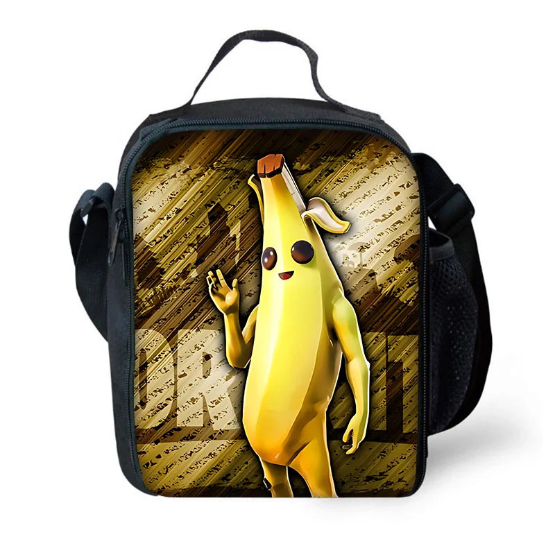 Saco térmico infantil F-FortniteS Hot Game de grande capacidade, isolado, para rapaz e rapariga, estudante, piquenique ao ar livre, lancheira térmica reutilizável