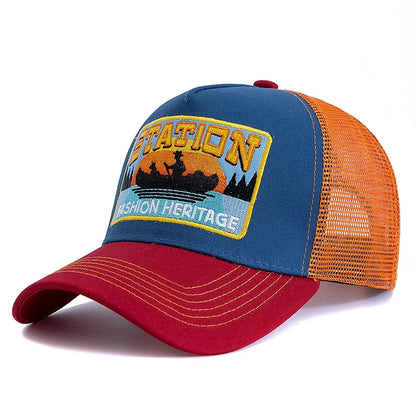 New Style Summer Fishing Cap Breathable Mesh Trucker Hat Men Women Fisherman Embroidered Design Snapback Hat Outdoor Fishing