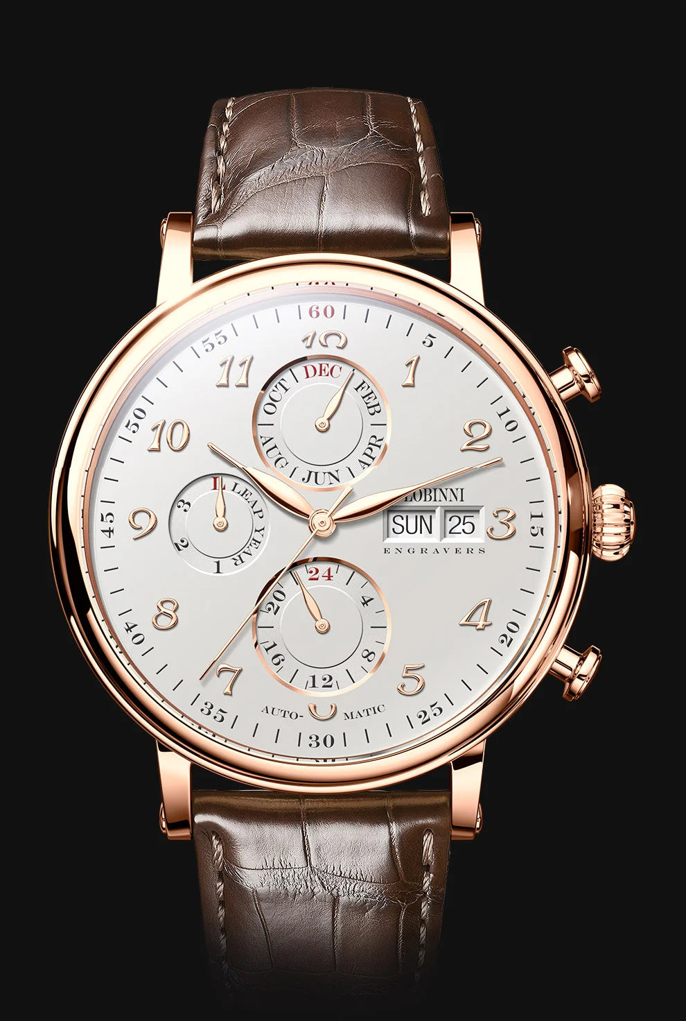 Relógio masculino mecânico automático LOBINNI Luxury Brand Switzerland com calendário perpétuo, vidro de safira e mostrador multifunções L13019-8