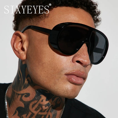 Trendy Oversized One Piece Sunglasses Women Men 2026 Luxury Brand Designer Sun Glasses Fashion Shield Shades Big Frame Eyewear