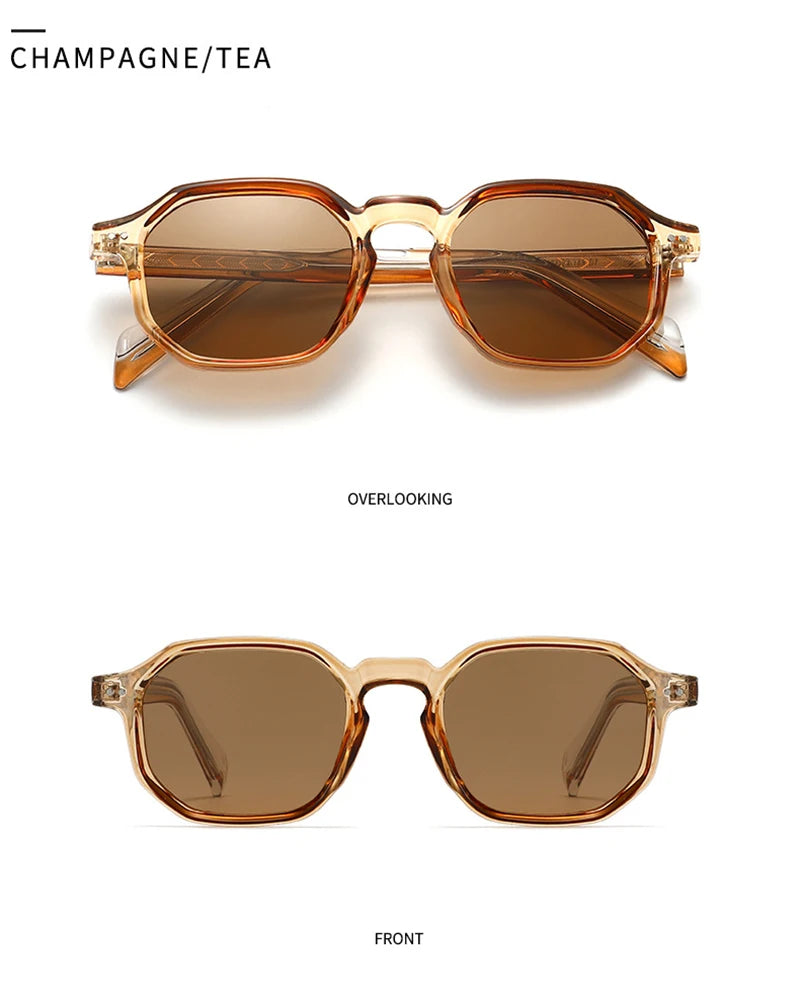 SHAUNA New Polygon Square Men Polarized Sunglasses Retro Rivets Women Blue Green Shades UV400