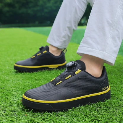 Couple Golf Shoes  Men's White Waterproof  Rotating buckle Fitness Spikeless Non slip Golf Golfer Training Golf Sneakers Women