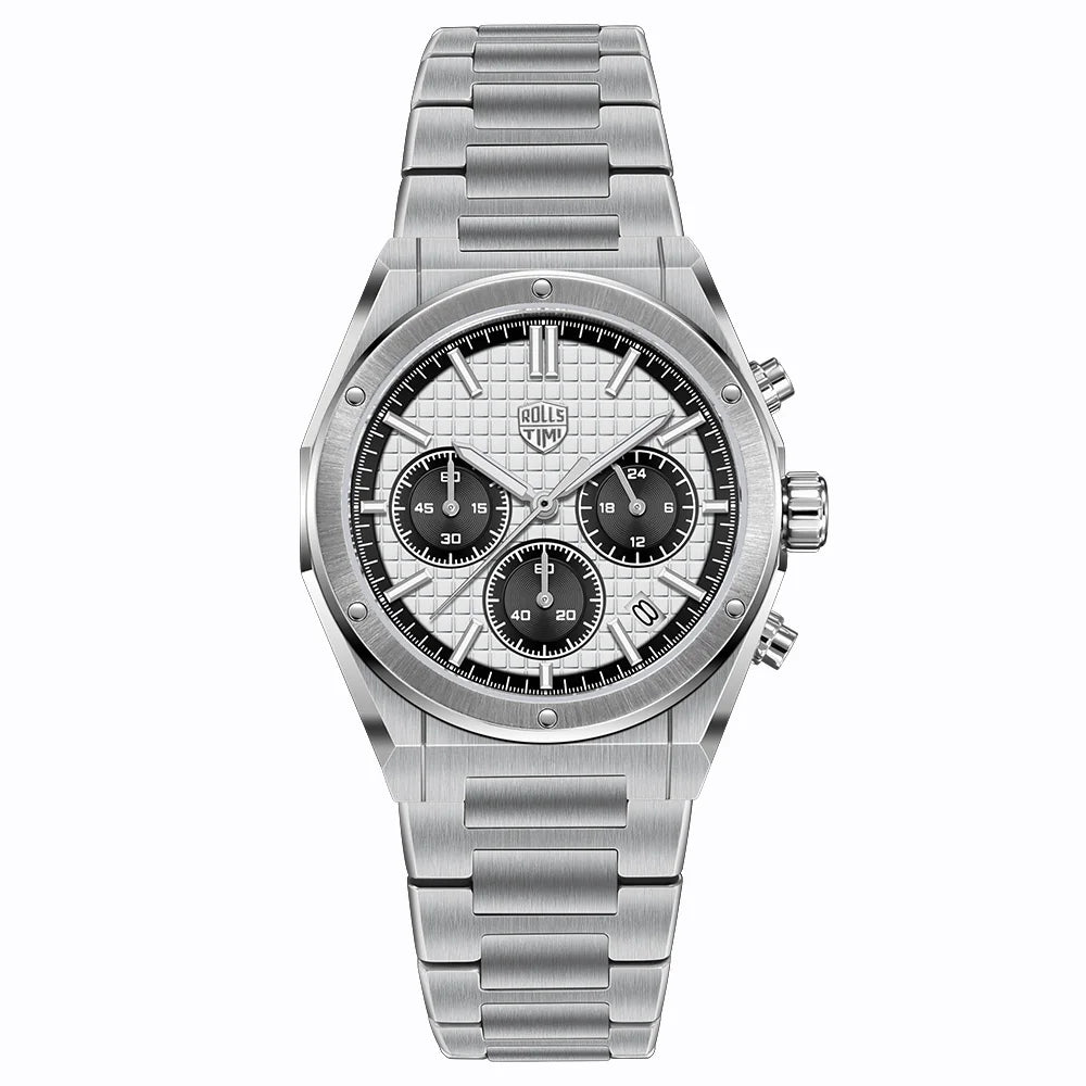 2026 RollsTimi Men's Watches Luxury Quartz Men's Watches Classic Sapphire VK63 Sports Chronograph Stainless Steel Calendar reloj