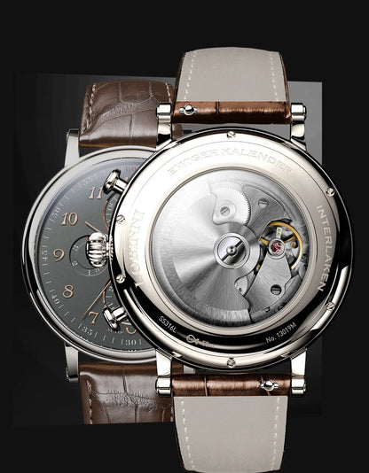 Relógio masculino mecânico automático LOBINNI Luxury Brand Switzerland com calendário perpétuo, vidro de safira e mostrador multifunções L13019-8
