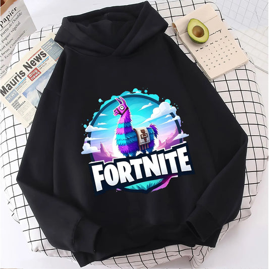Sweatshirts Fortnite Novos para Criança, Hoodie com Estampado de Personagem de Jogo em Desenho Animado, Tops Casuais de Outono, Roupa de Inverno para Meninos Bebés