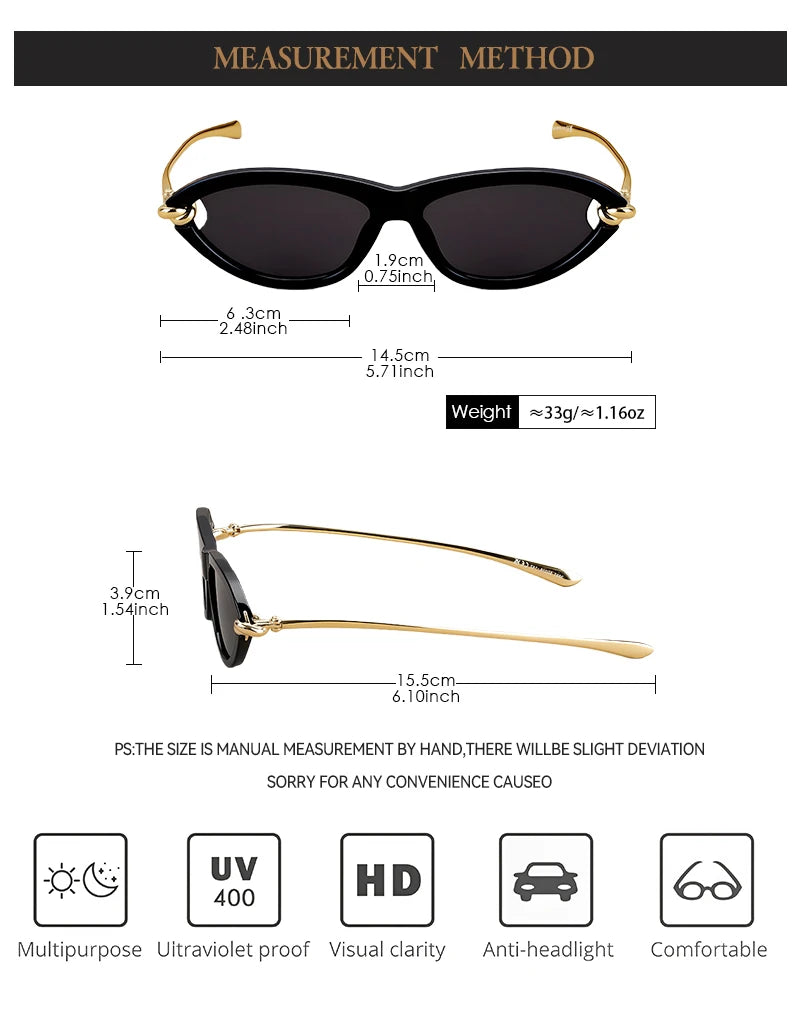 Trendy Luxury Brands Women's Cat Eye Tortoiseshell Sunglasses UV400 Oval Glasses For Woman Fashion Designer Classical Glasses