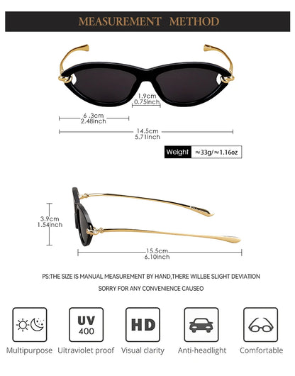Trendy Luxury Brands Women's Cat Eye Tortoiseshell Sunglasses UV400 Oval Glasses For Woman Fashion Designer Classical Glasses