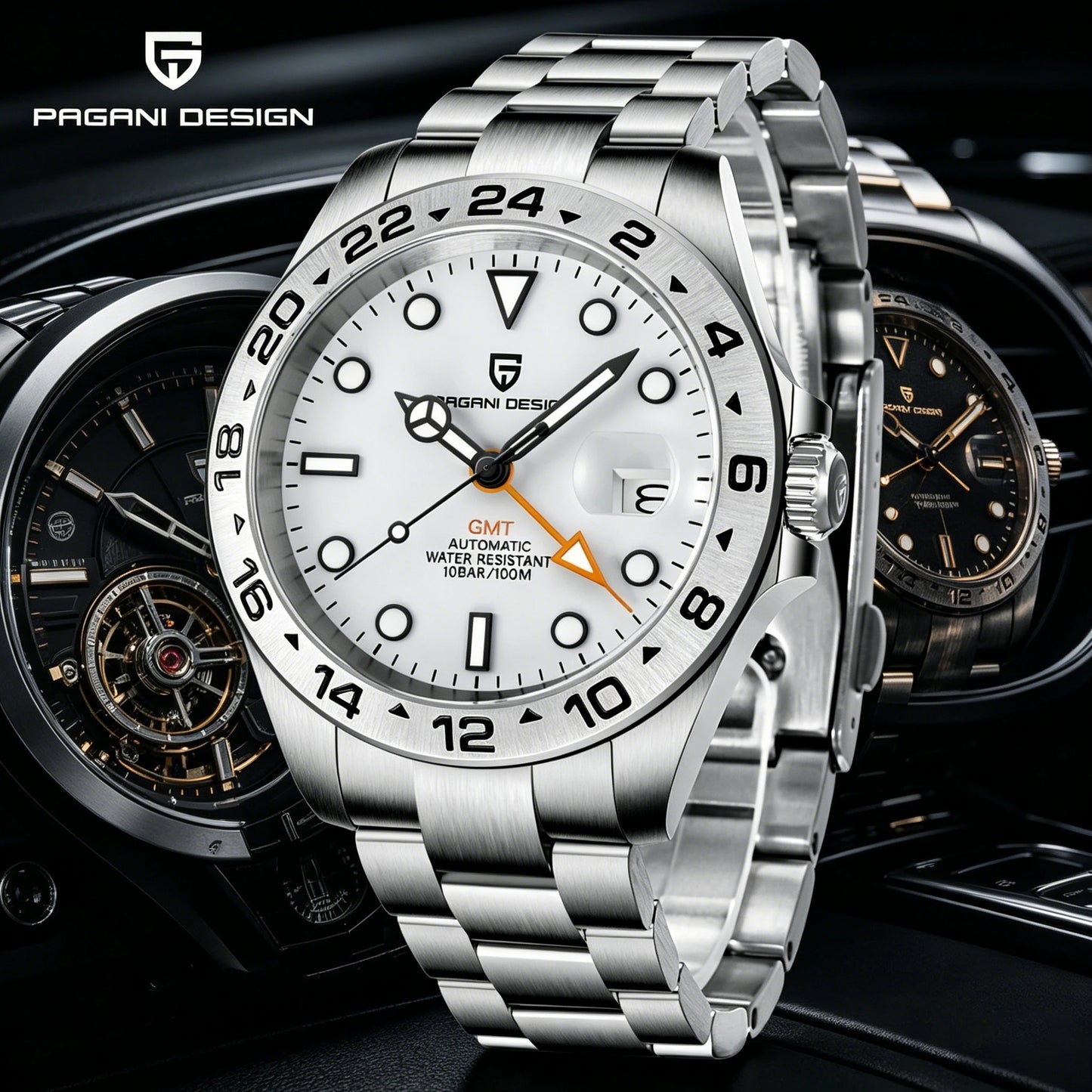 PAGANI DESIGN 2026 New Automatic Machinery Men's Watch GMT DG5833 Stainless Steel Sapphire Crystal 10 Bar Waterproof Watch