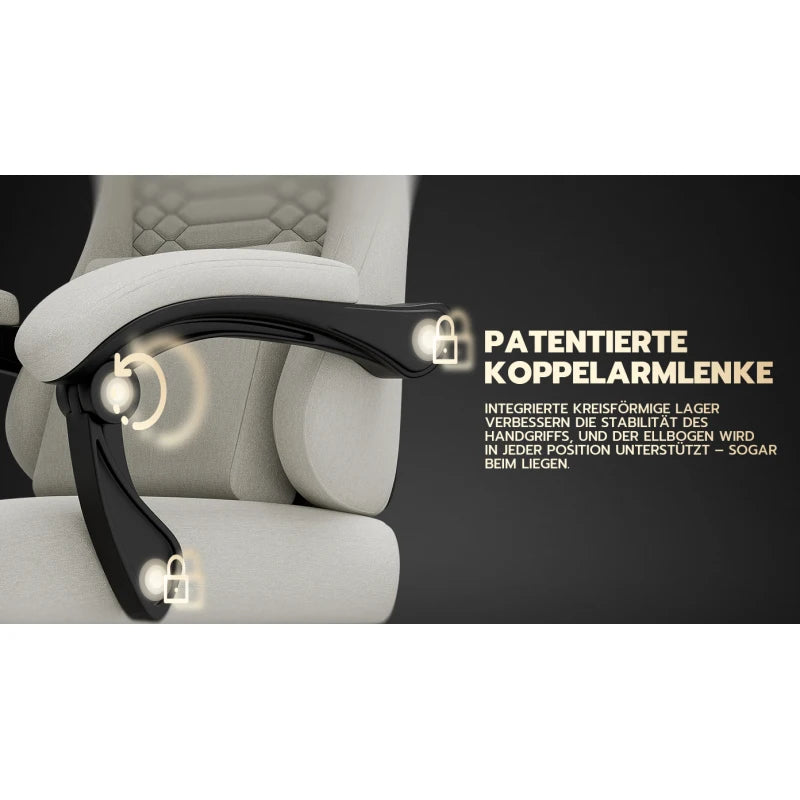 Ergonomic Gaming Chair Fabric Office Chair with Footrest, 360° Swivel Adjustable Desk Chair, Comfortable Racing Style Computer Chair