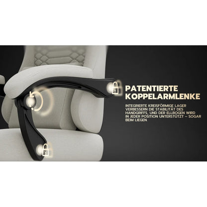 Ergonomic Gaming Chair Fabric Office Chair with Footrest, 360° Swivel Adjustable Desk Chair, Comfortable Racing Style Computer Chair