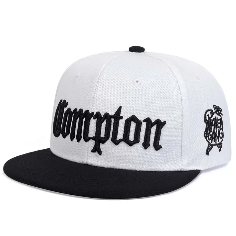 Cappellini unisex Compton con ricamo in stile hip-hop, per primavera e autunno, da esterno, regolabili, sportivi, casual, da baseball, con protezione solare