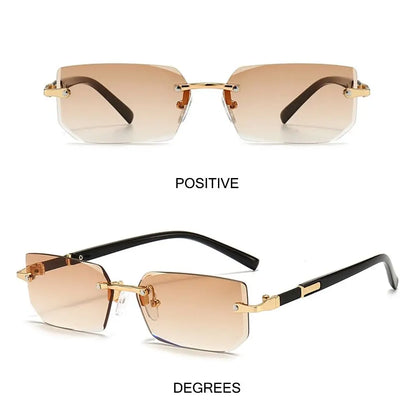 Retro UV400 Protection Rimless Rectangle Sunglasses Y2K Shades Frameless Sun Glasses for Women & Men