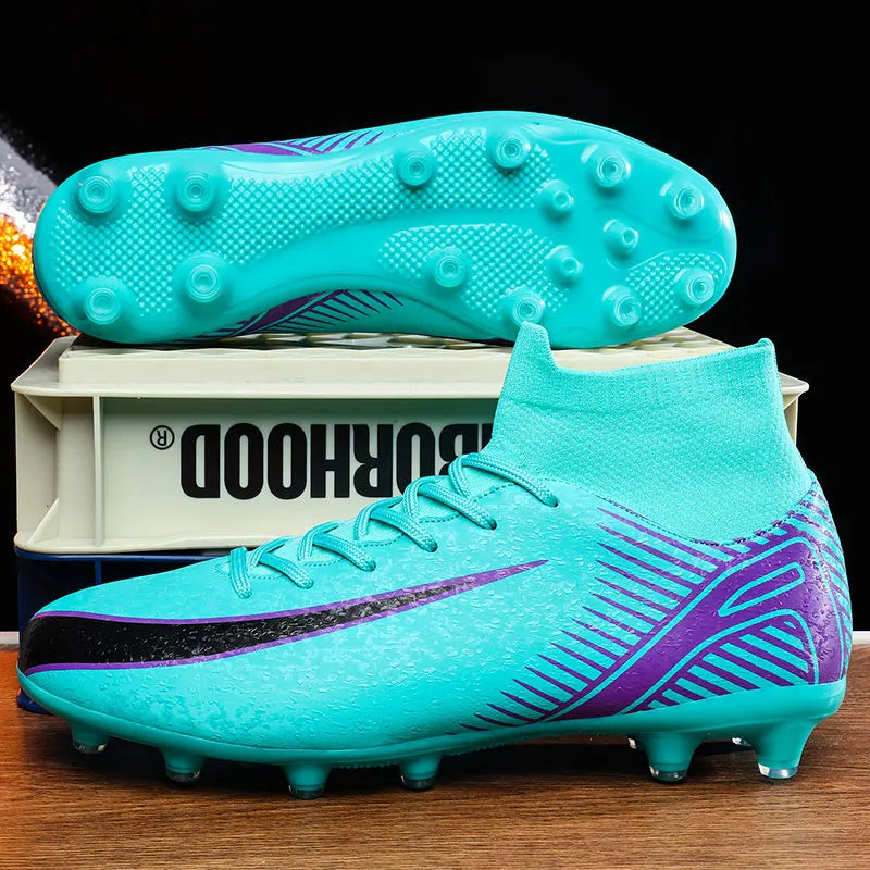 High Top Football Boots Men's Large Size 47 Training Sports AG Long Nail TF Broken Nail Ball Shoes Net Lining Rubber Outsole