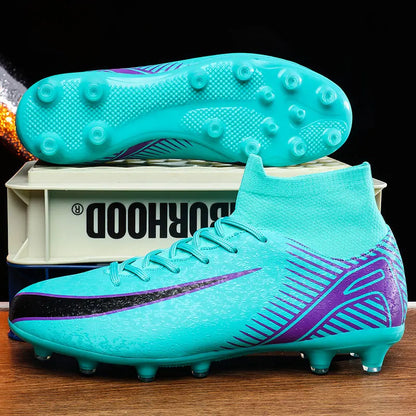 High Top Football Boots Men's Large Size 47 Training Sports AG Long Nail TF Broken Nail Ball Shoes Net Lining Rubber Outsole