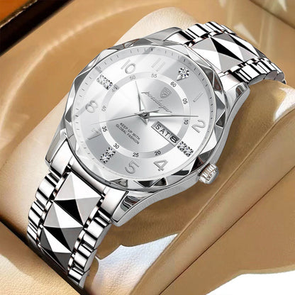 Montre homme POEDAGAR Fashion Luxury, étanche, lumineuse, à quartz, bracelet en acier inoxydable, date et jour de la semaine, style décontracté.