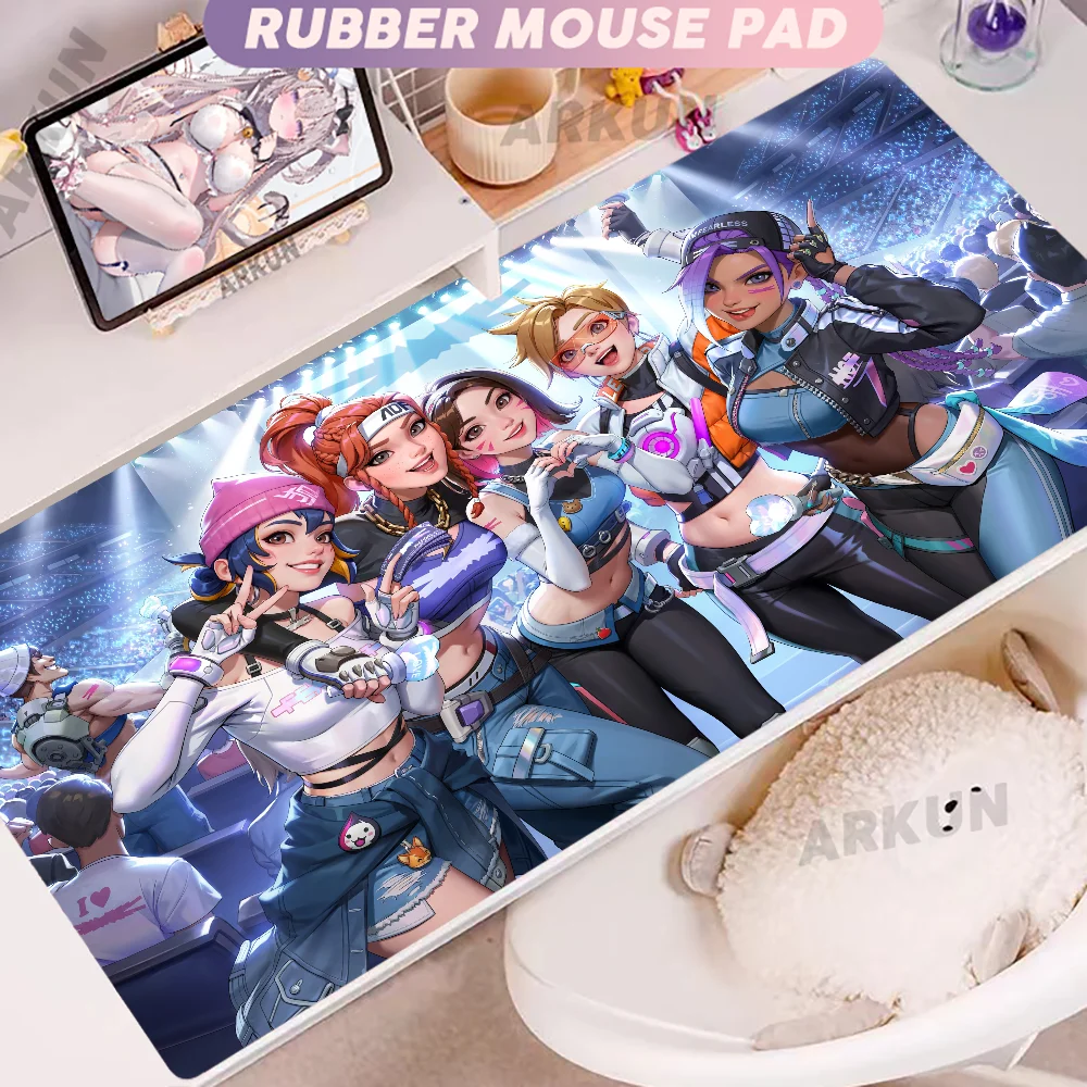 Madingas didelis FPS 900x400 anime žaidimų merginos Overwatch nešiojamojo kompiuterio ir biuro minkštas guminis stalo kilimėlis, XXL žaidimų pelės kilimėlis