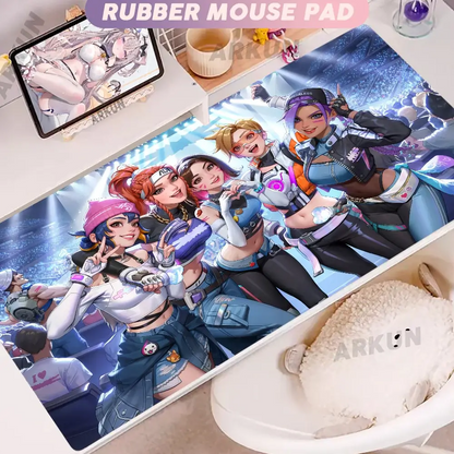 Madingas didelis FPS 900x400 anime žaidimų merginos Overwatch nešiojamojo kompiuterio ir biuro minkštas guminis stalo kilimėlis, XXL žaidimų pelės kilimėlis