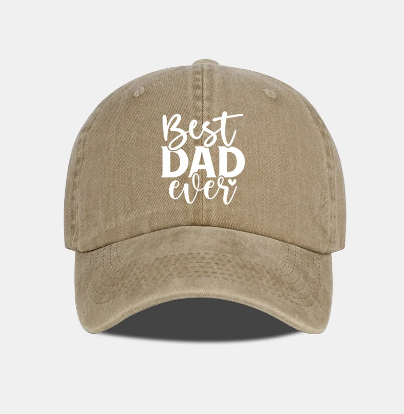 “Best DAD Ever” Printed Vintage Washed Baseball Cap – Adjustable, Casual, Men's Father's Day Gift, Dad Cap – Fishing & Hiking
